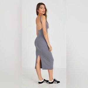 NWT Garage Naomi Low Back Grey Backless Midi Dress Size XL